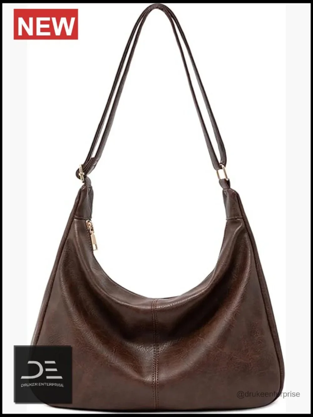 Vegan Leather Hobo Shoulder Bag Tote Crossbody Purse Foldable Slouchy Handbag